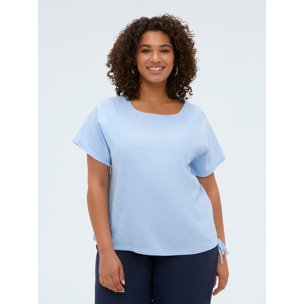 Fiorella Rubino - Camiseta de mezcla de lino - Light - blue