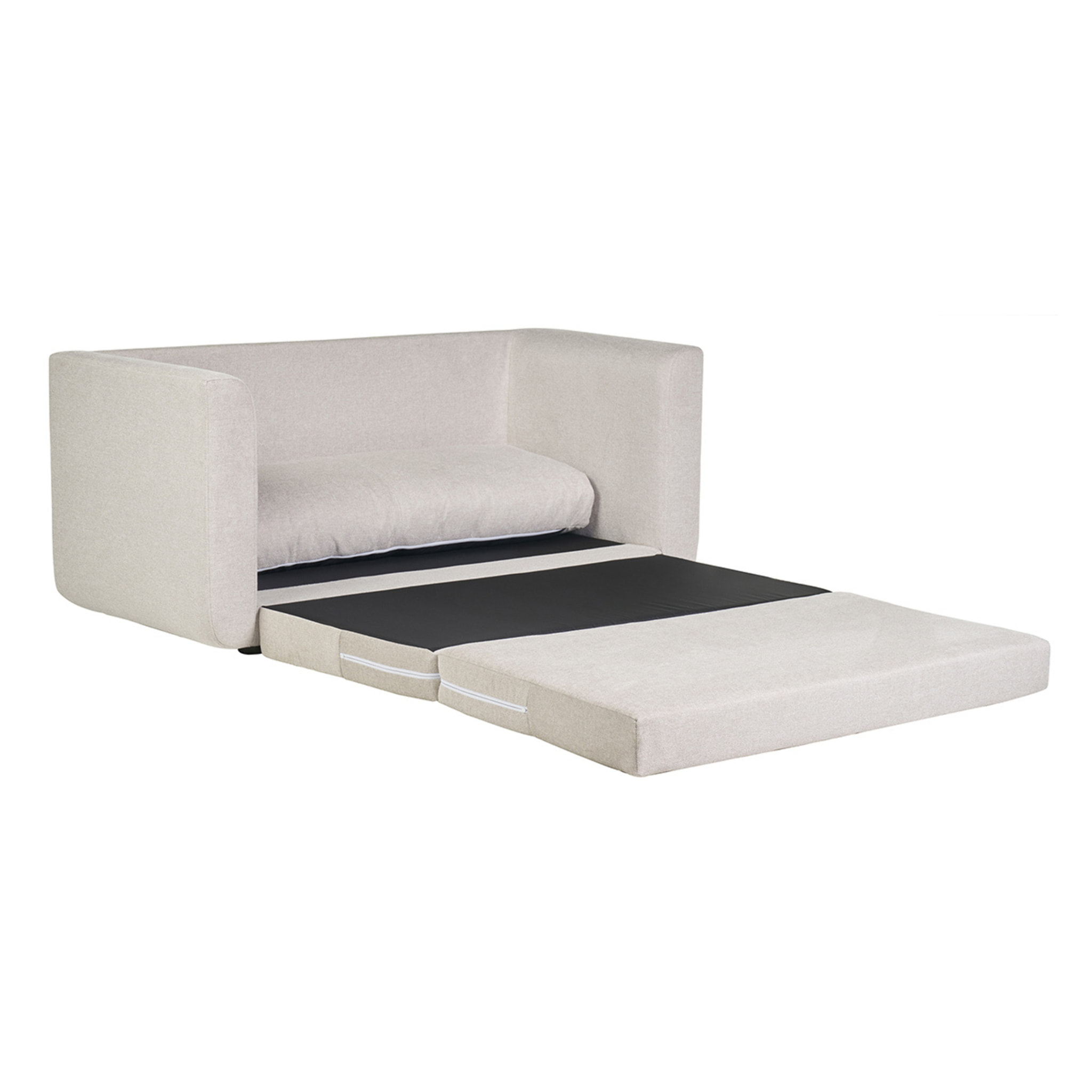 Canapé convertible 2 places en tissu effet velours texturé beige LEON