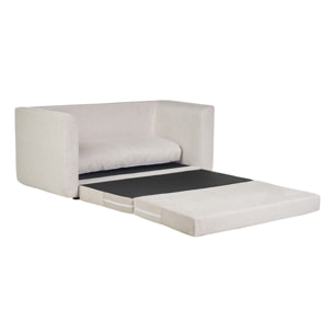 Canapé convertible 2 places en tissu effet velours texturé beige LEON