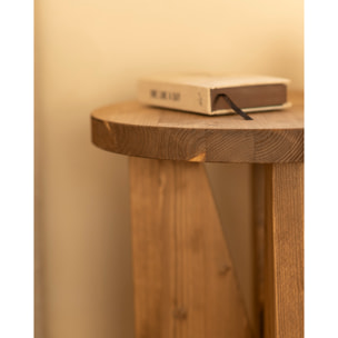 Mesita de noche de madera maciza en tono roble oscuro de 40x40cm Alto: 40 Largo: 40 Ancho: 40