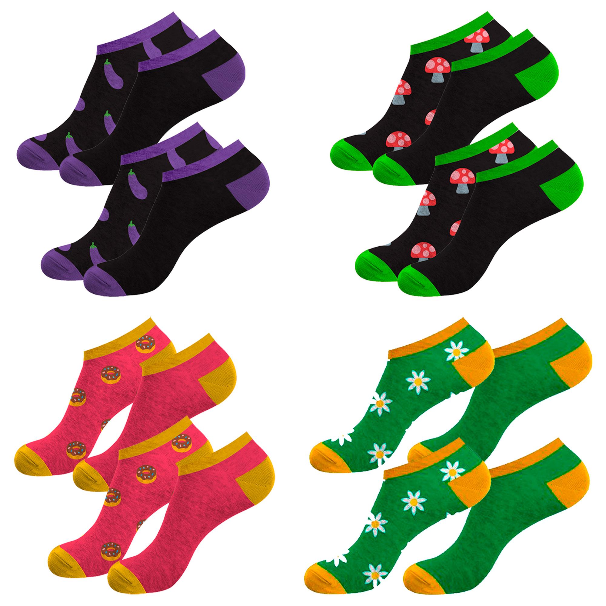 set de 8 pares de calcetines tobilleros con 4 modelos distintos