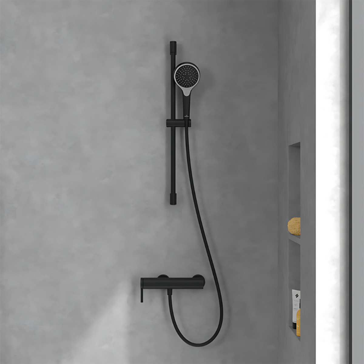 Mitigeur mécanique douche Dawn Matt Black + Ensemble de douche Verve Showers 3 jets Matt Black