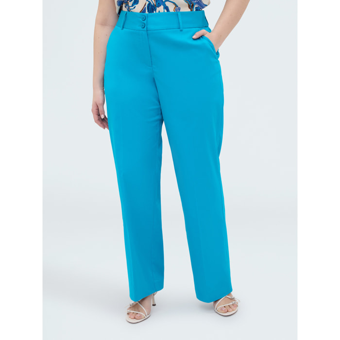 Fiorella Rubino - Pantaloni Regular in misto cotone - Azzurro