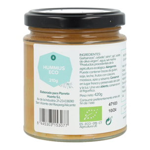 PLANETA HUERTO | Hummus ECO 210 g – Crema de Garbanzos Saludable y Nutritiva