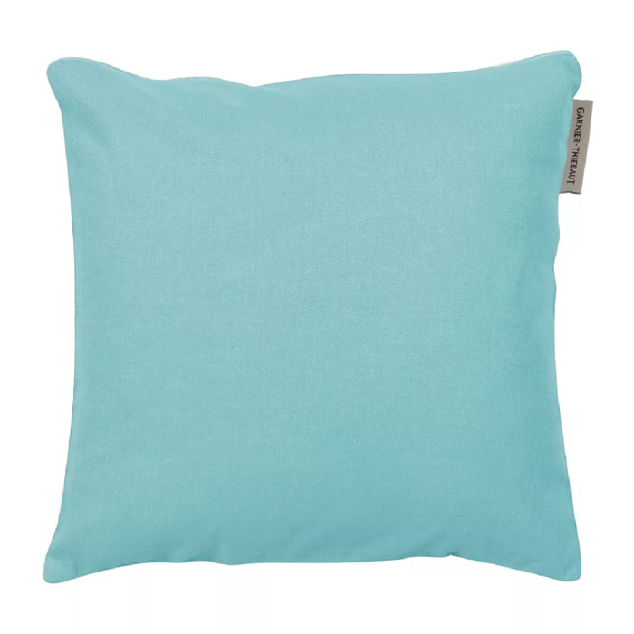 Housse de coussin pur coton 210 g/m² uni bleu Confettis azur