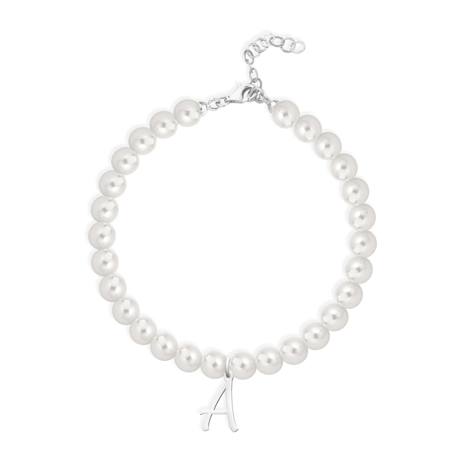 Bracciale Fujiko con Pendente Lettera A Perle Argento