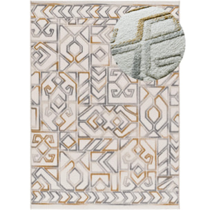 AMARA Alfombra étnica con relieve Plata, varias medidas disponibles.