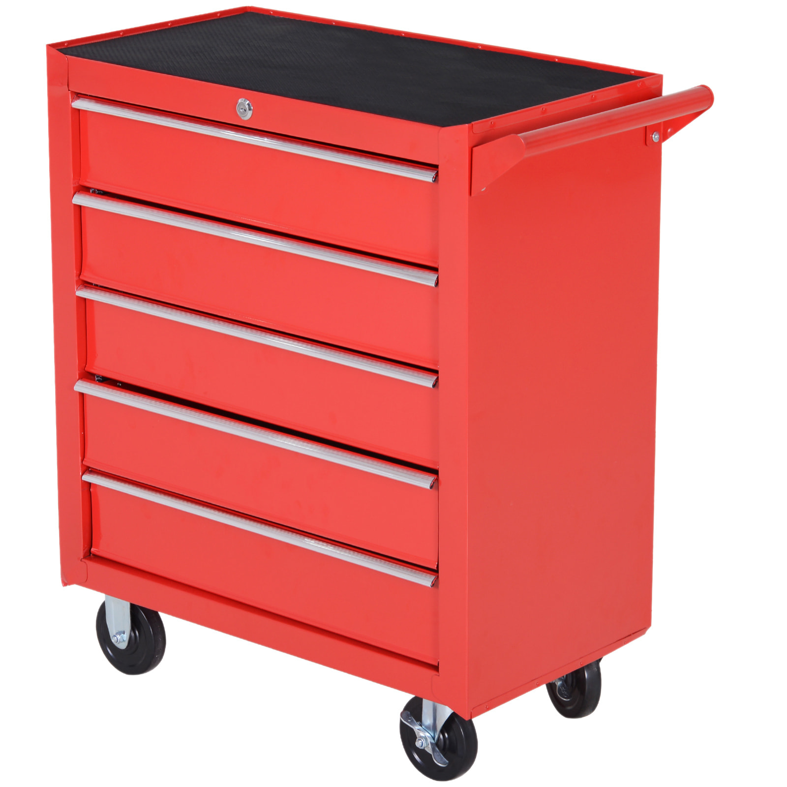 DURHAND Caja Taller Carro de Herramientas con Ruedas Cerradura tipo Mueble de Almacenamiento para Taller Garaje y Hogar Chapa de Acero 69x33x75cm Rojo