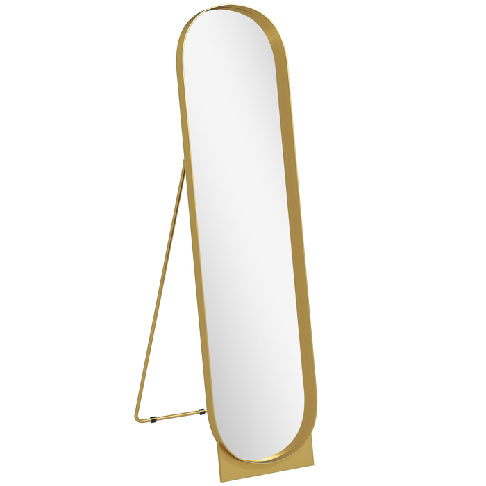Miroir sur pied design métal doré dim. 40 x 160 cm autoportant ou à adosser