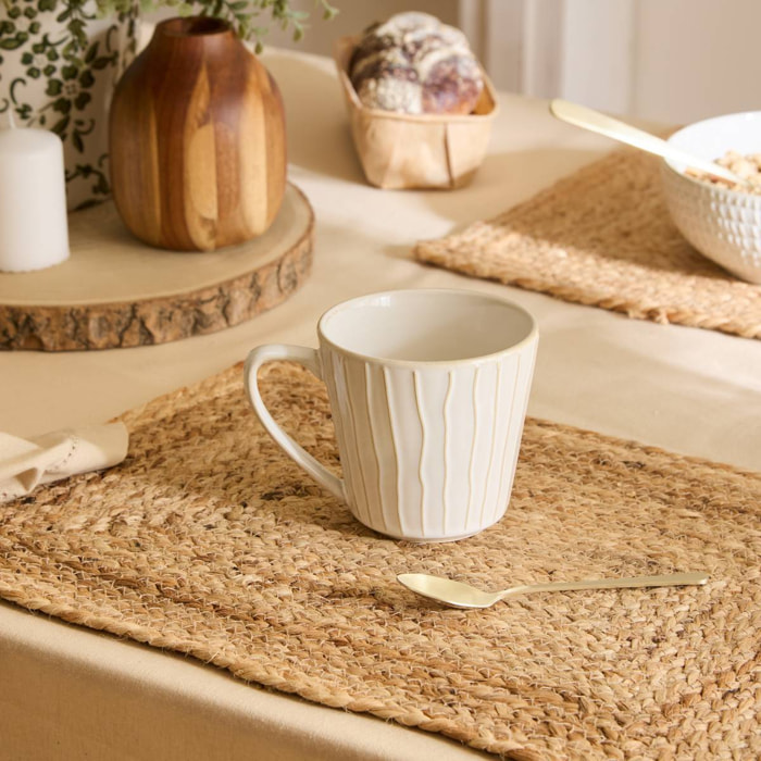 Mug motif lignes Camille 42cl blanc
