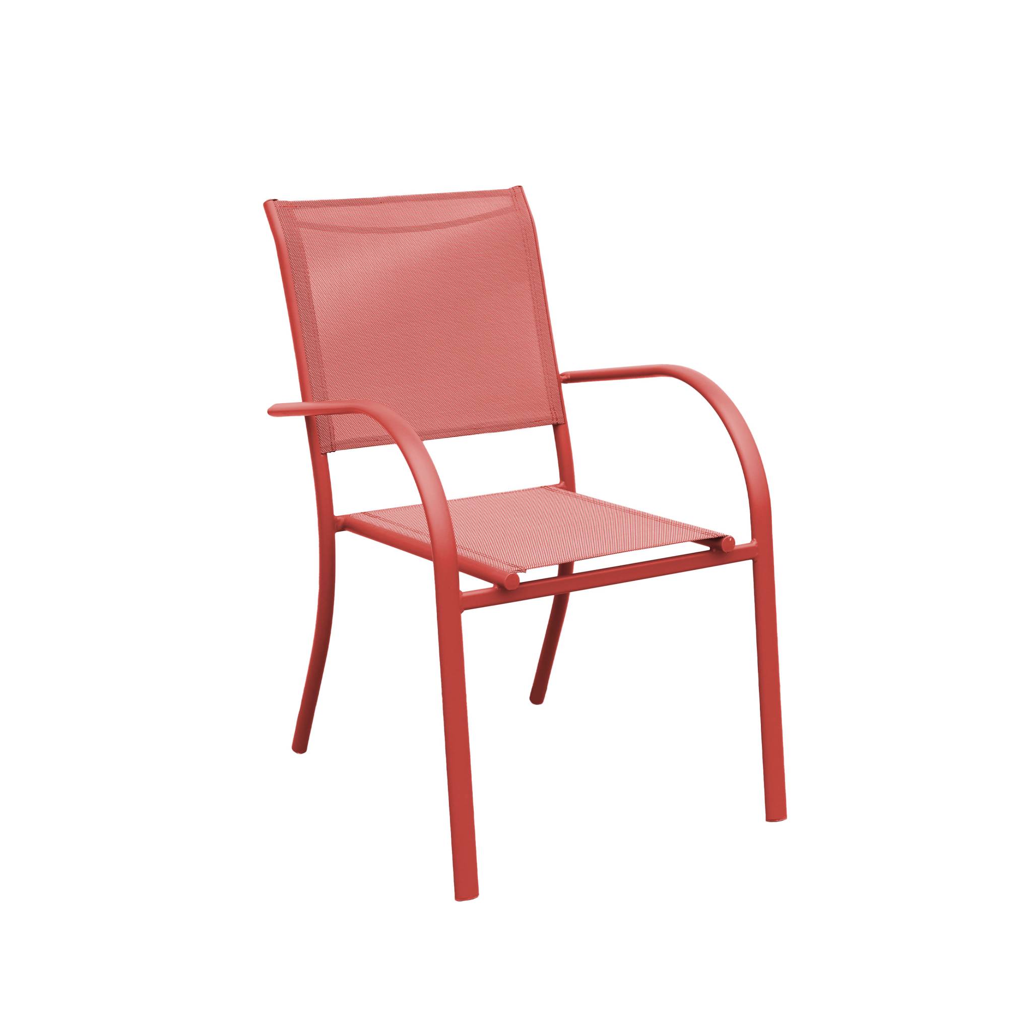 Lot de 4 fauteuils de jardin empilables TARANTO aluminium et textilène. terracotta. 66 x 55 x 86 cm