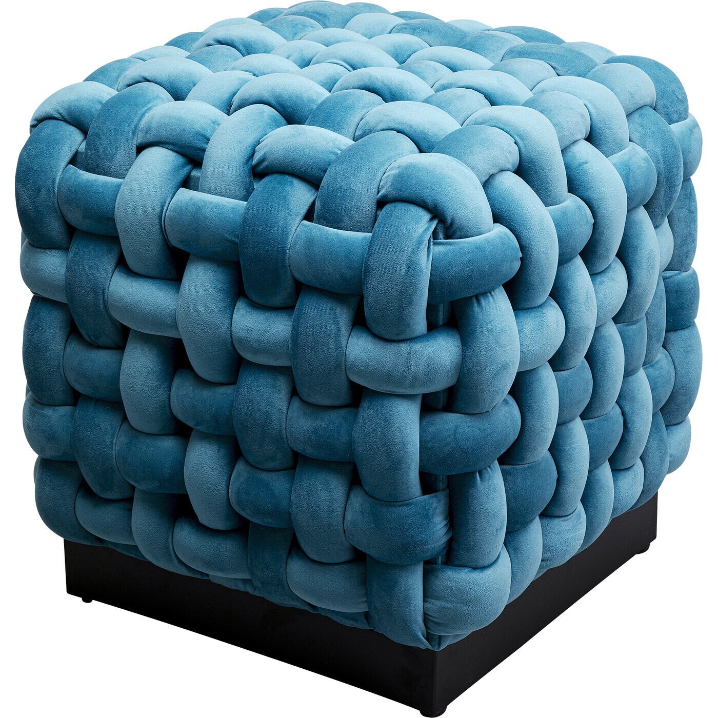 Tabouret Weave velours bleu Kare Design