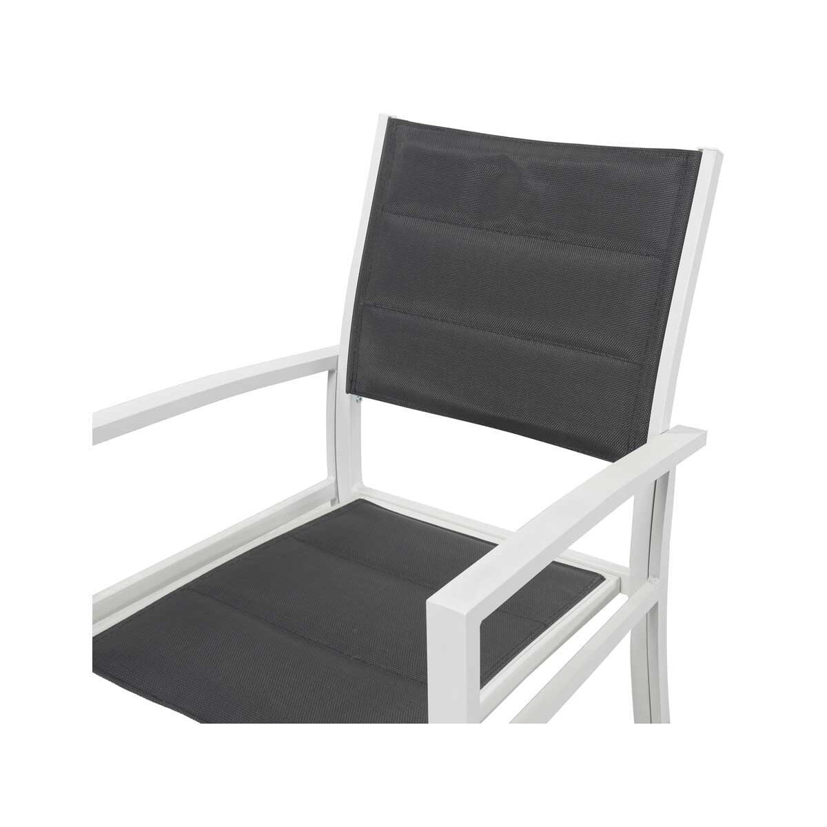 Fauteuil jardin Alu/Textilène "Brazil / Canaries" - Phoenix - blanc / gris foncé