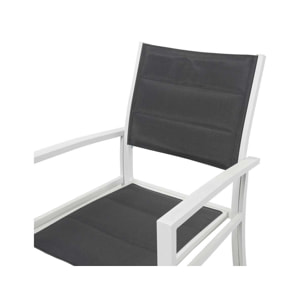 Fauteuil jardin Alu/Textilène "Brazil / Canaries" - Phoenix - blanc / gris foncé