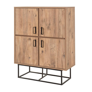 Credenza Dfagg, Buffet da soggiorno, Madia da salotto, Dispensa da cucina, 93x36h115 cm, Quercia e Nero