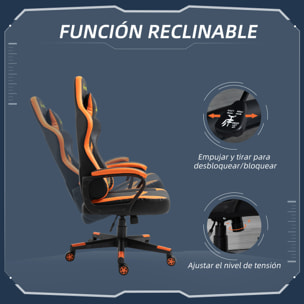 Silla Gaming de Oficina Ergonómica Altura Ajustable Naranja