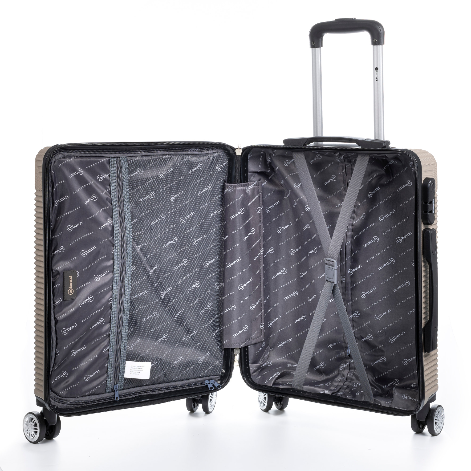 Juego de 3 maletas trolley rígidas ultraligeras, de ABS de alta resistencia. Cerradura numérica, 4 ruedas giratorias 360°.