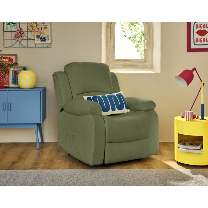 Armand - fauteuil relax électrique en velours côtelé - Vert
