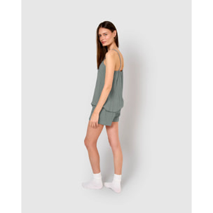 Pijama corto muselina tirante índigo