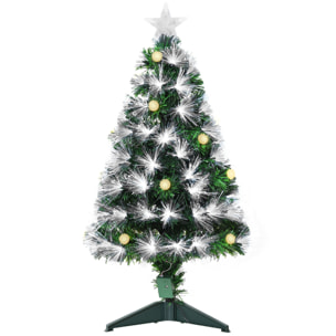 Árbol de Navidad 90 cm Árbol de Navidad con Fibra Ã“ptica Árbol de Navidad Artificial con 90 Luces LED y 90 Ramas para Interior Verde y Blanco