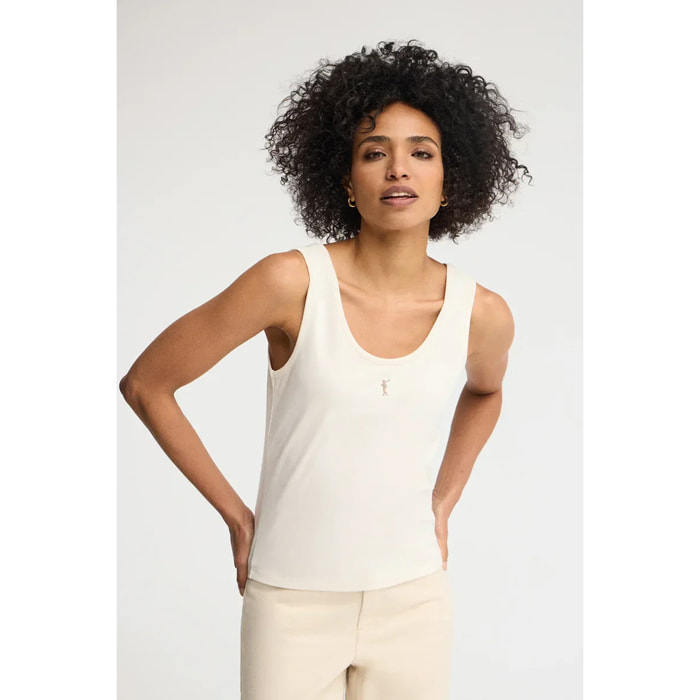 Camiseta de tirantes color crudo de corte slim con bordado Rigby Go