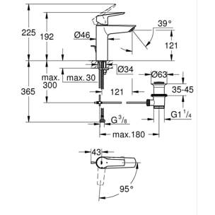 Mitigeur monocommande Lavabo Start QuickFix, Taille M, chromé
