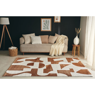 MEMPHIS - Tapis géométrique en polypropylène motif marron