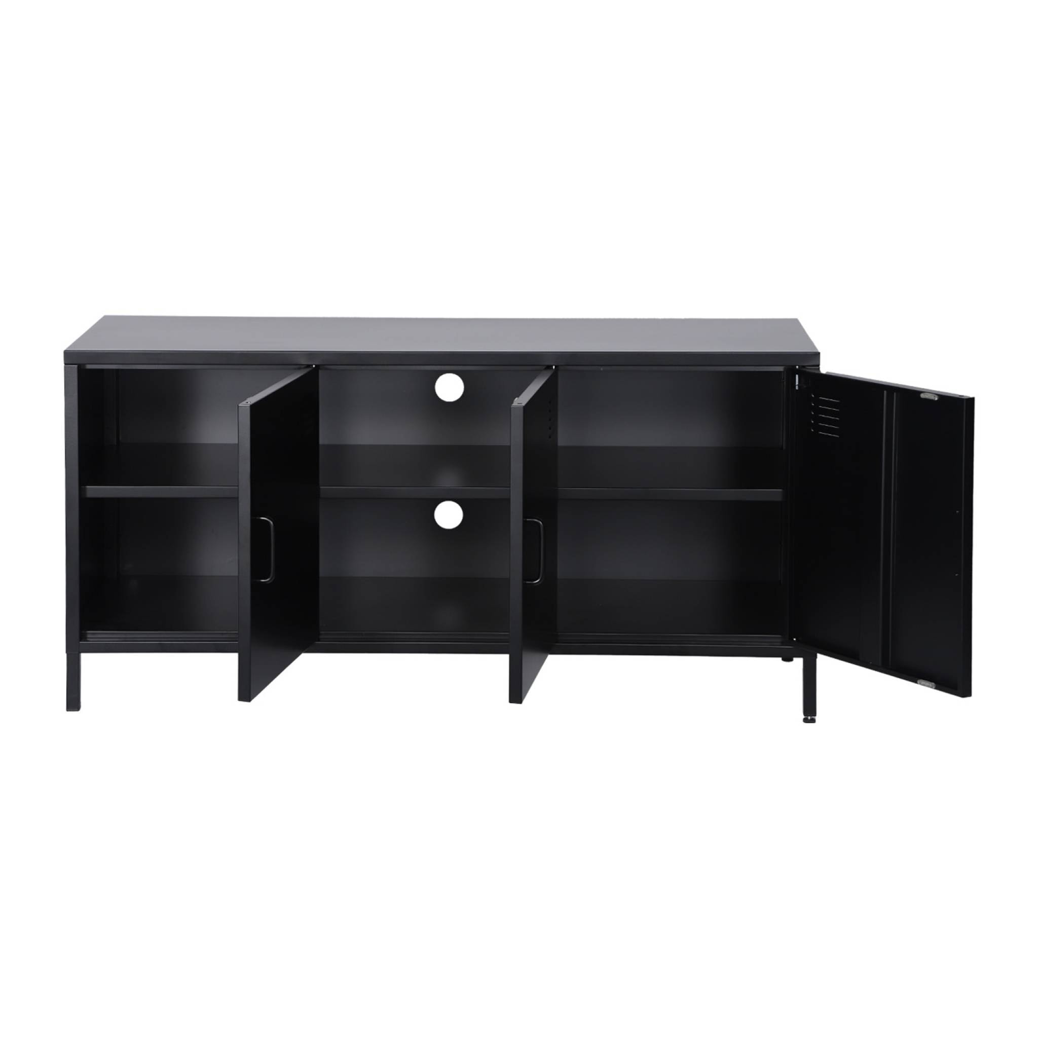 Meuble TV industriel métal noir 3 portes 120cm - Alabama