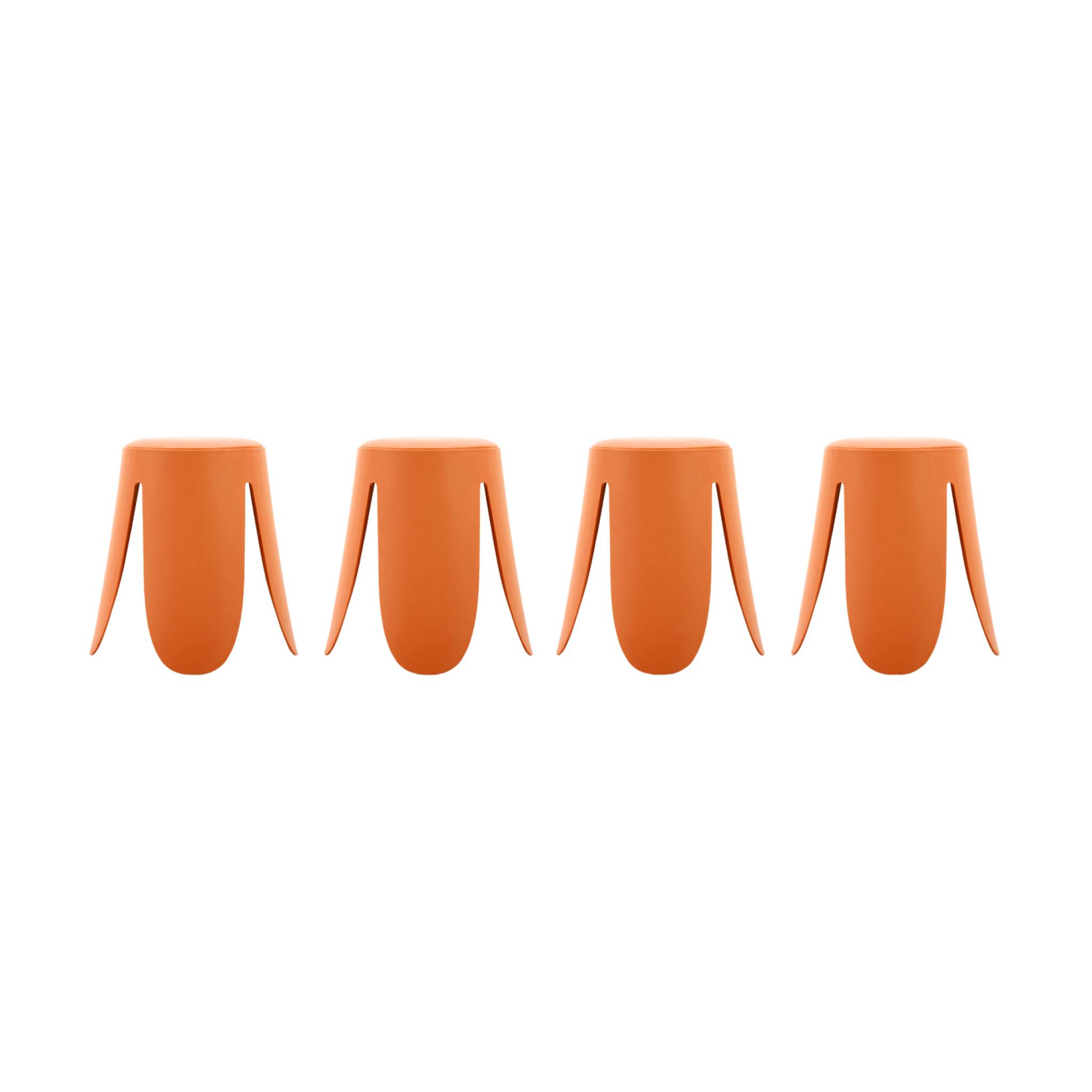 Set de 4 tabourets empilables simili cuir orange. Niki Ø30 / 44 x H46cm