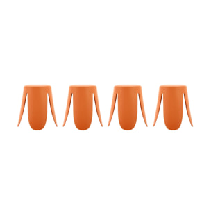 Set de 4 tabourets empilables simili cuir orange. Niki Ø30 / 44 x H46cm