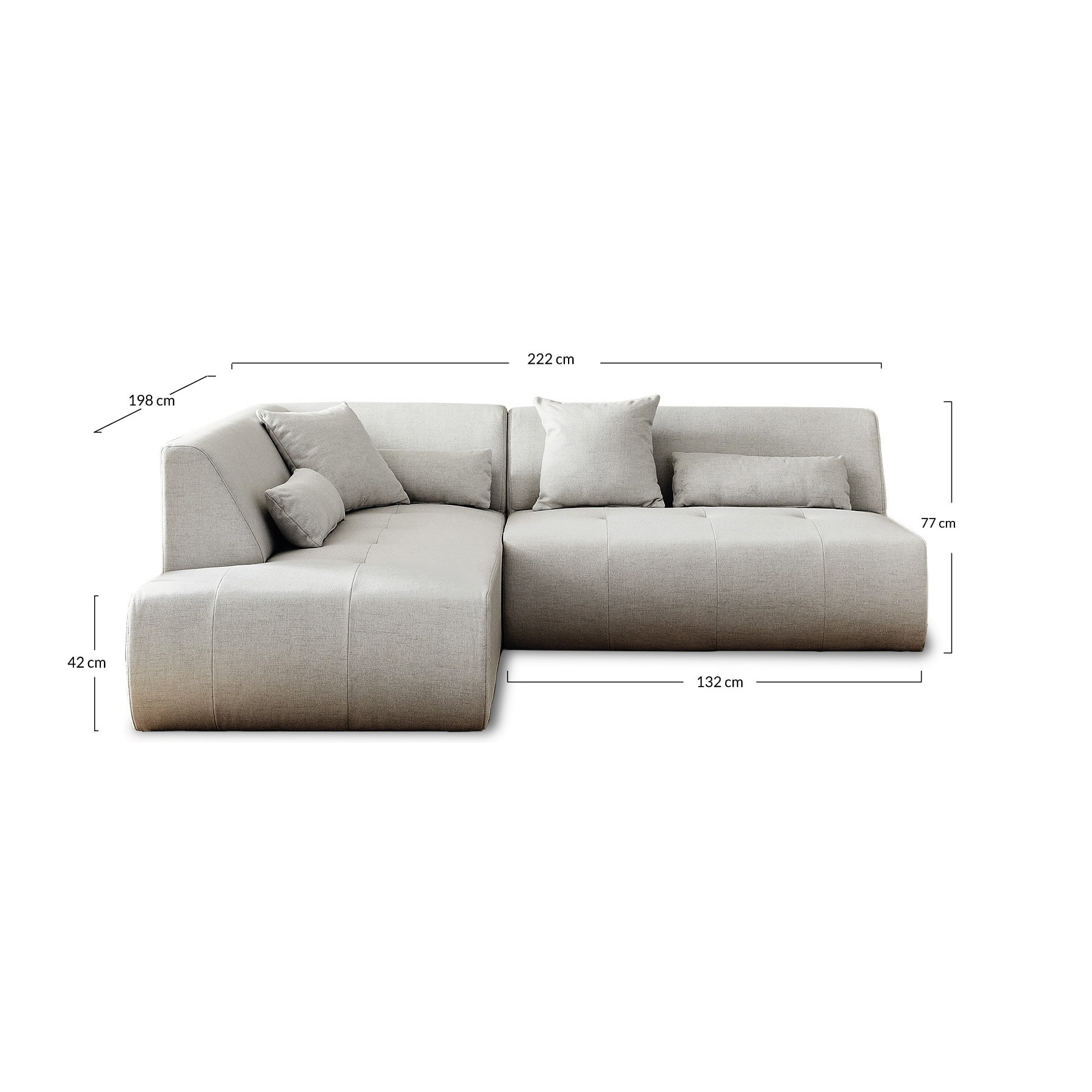 Onyx - canapé modulable d'angle gauche 5 places - en tissu - Beige