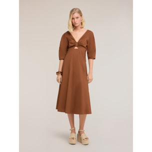 Motivi - Vestido flare con lazo en la espalda - Marrón