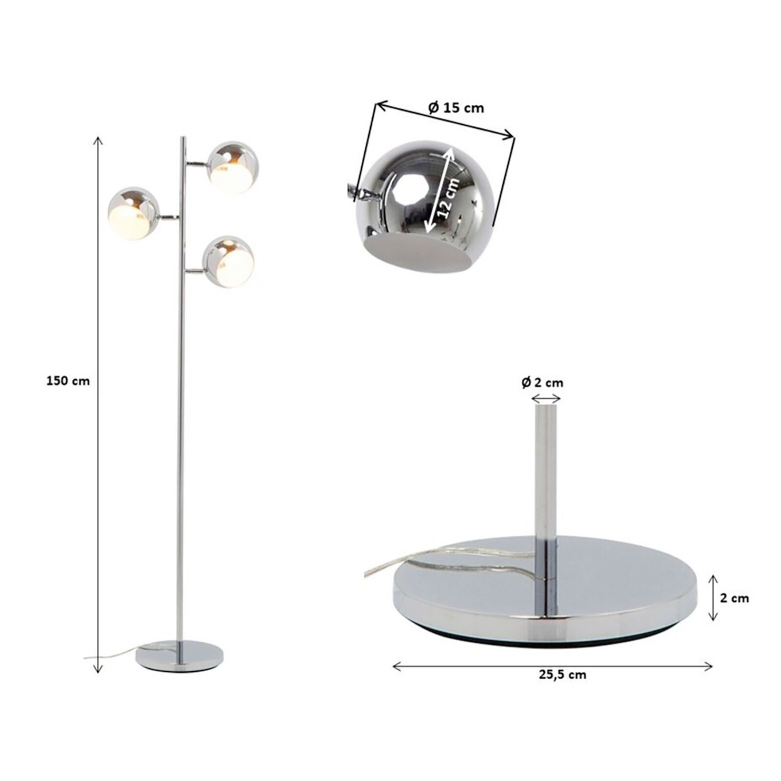 Lampadaire Calotta 151cm noir Kare Design