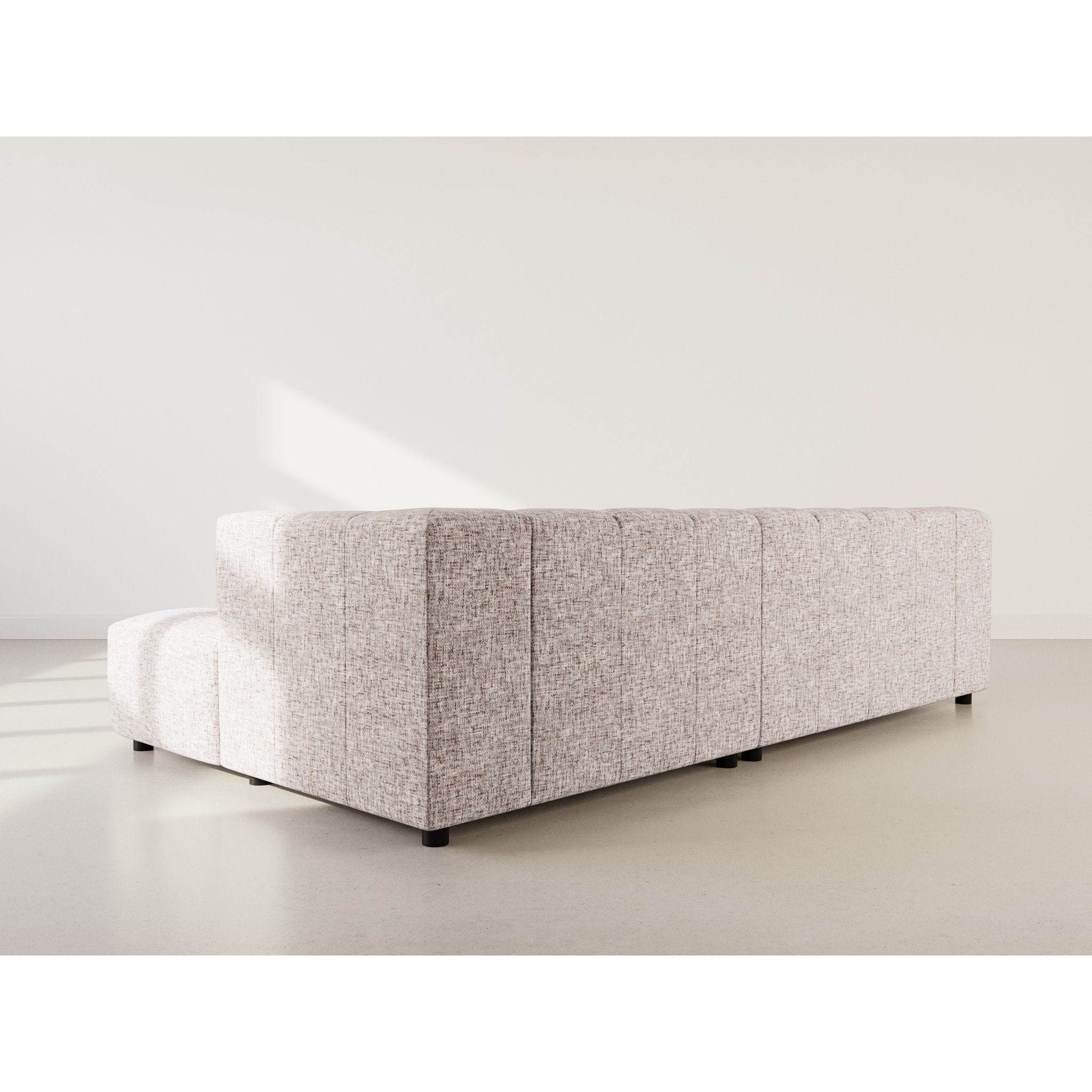 Curtis - canapé d'angle droit 4 places avec accoudoir en tissu texturé - Taupe