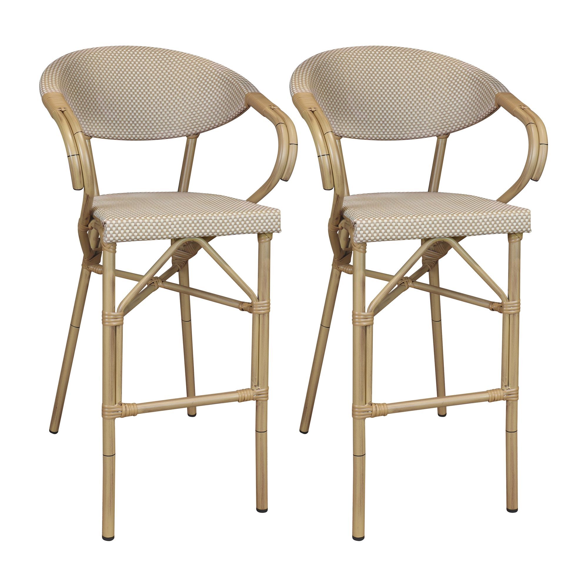 Lot de 2 fauteuils de bar en textilène beige AMALFI