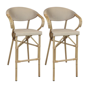 Lot de 2 fauteuils de bar en textilène beige AMALFI