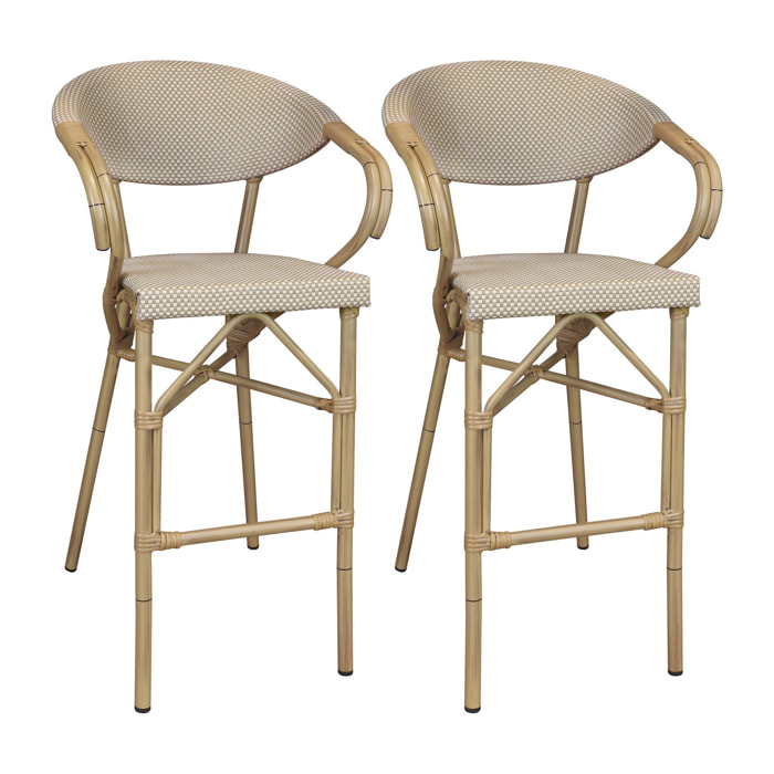 Lot de 2 fauteuils de bar en textilène beige AMALFI