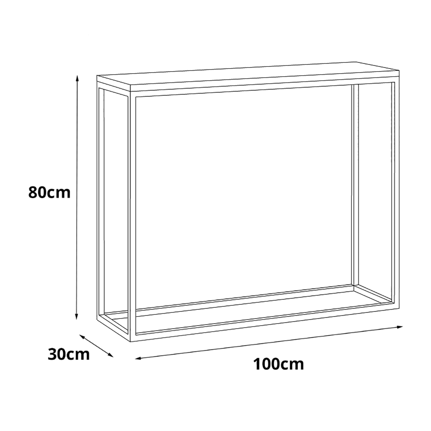 Tavolo alto da cucina, Tavolo ausiliario con gambe in metallo, Consolle rettangolare da bar stile idustrial, cm 100x30h80, colore Bianco opaco