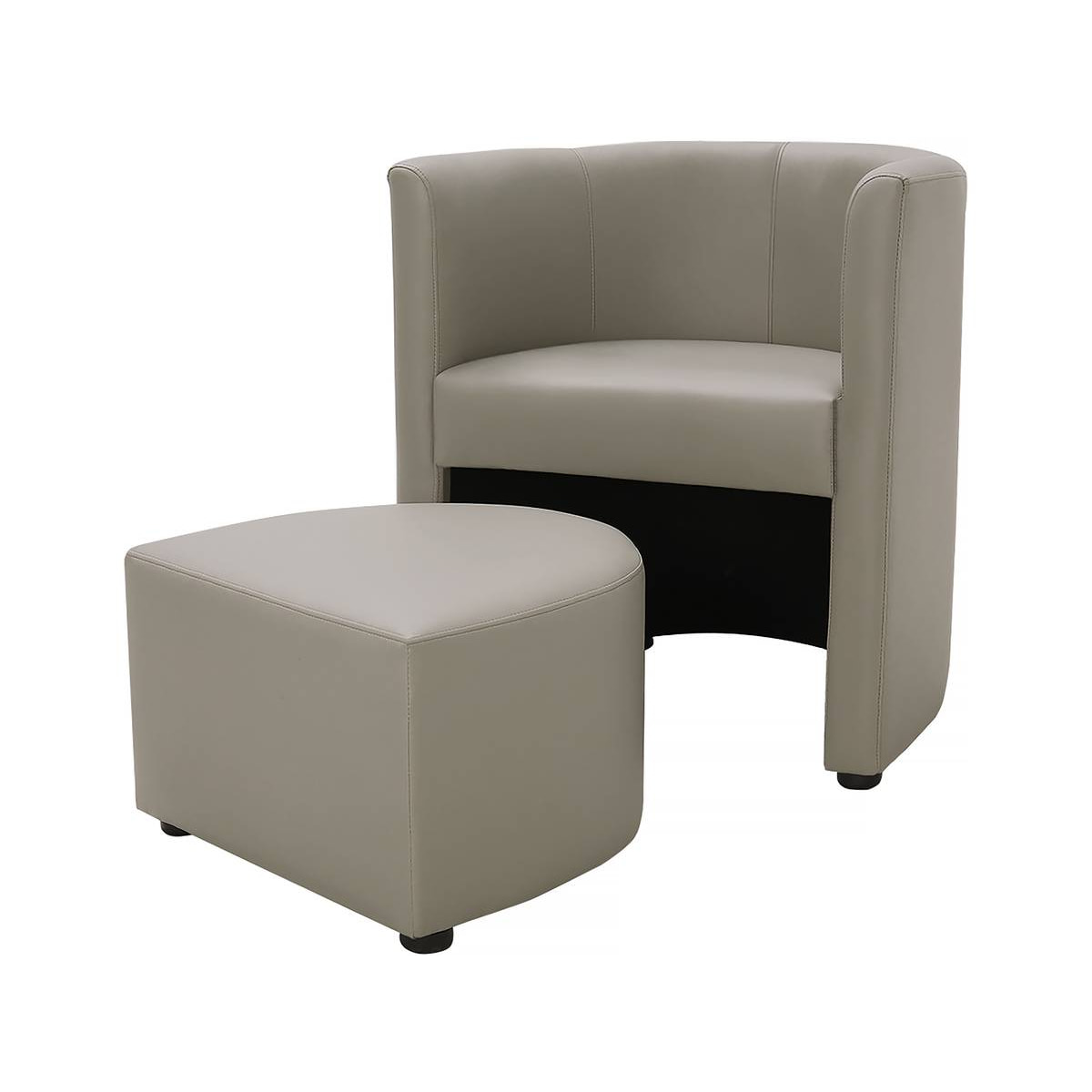 Fauteuil + pouf "Basma" - 64 x 58 x 70 cm - Gris clair