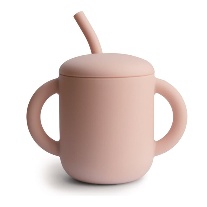 Mushie Taza Didáctica+Pajita Silicona Solid
