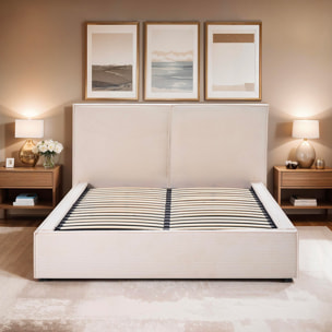 Lit Coffre en velours côtelé Intemporel | Coloris Beige