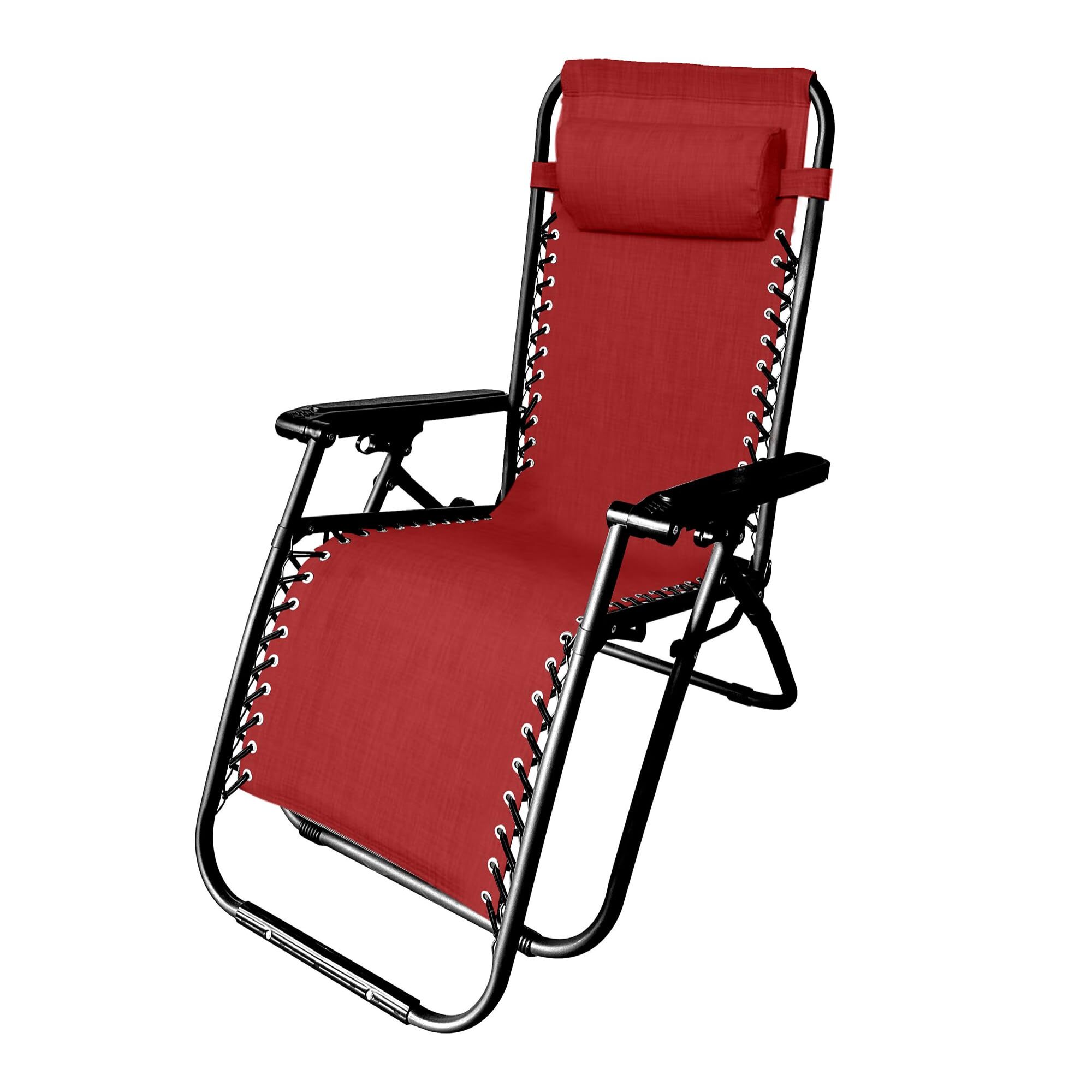 INTRECCI Sedia Zero Gravity Pieghevole Reclinabile da Giardino Terrazzo con Cuscino, Sedia Sdraio in Acciaio per Esterno Decorativa Balcone Rosso