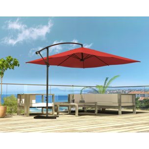 Parasol LED déporté carré 3x3m terracotta DAVAGNA