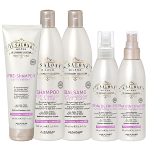 ALFAPARF MILANO Kit Il Salone Curl Pre Shampoo 300ml + Shampoo 500ml + Conditioner 500ml + Crema 200ml + Spray 200ml