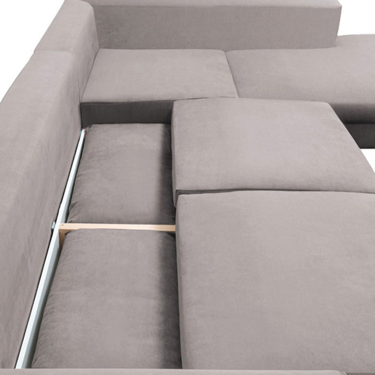 Canapé d'Angle Droit Velours Fiesole, 3 Places, Couchage Intégré, Coffre de Rangement, Housse Déhoussable