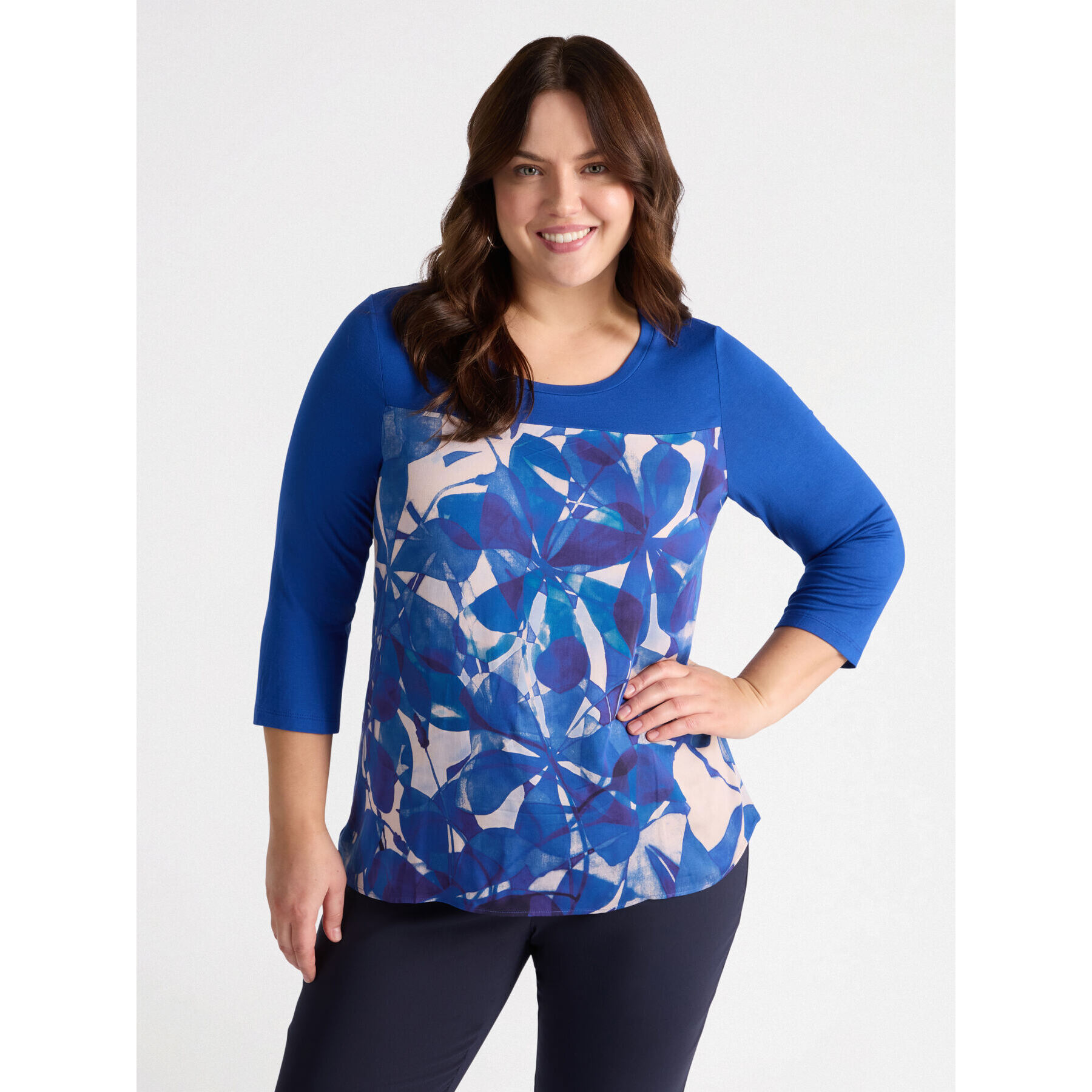 Fiorella Rubino - Camiseta con inserto floral - Azul