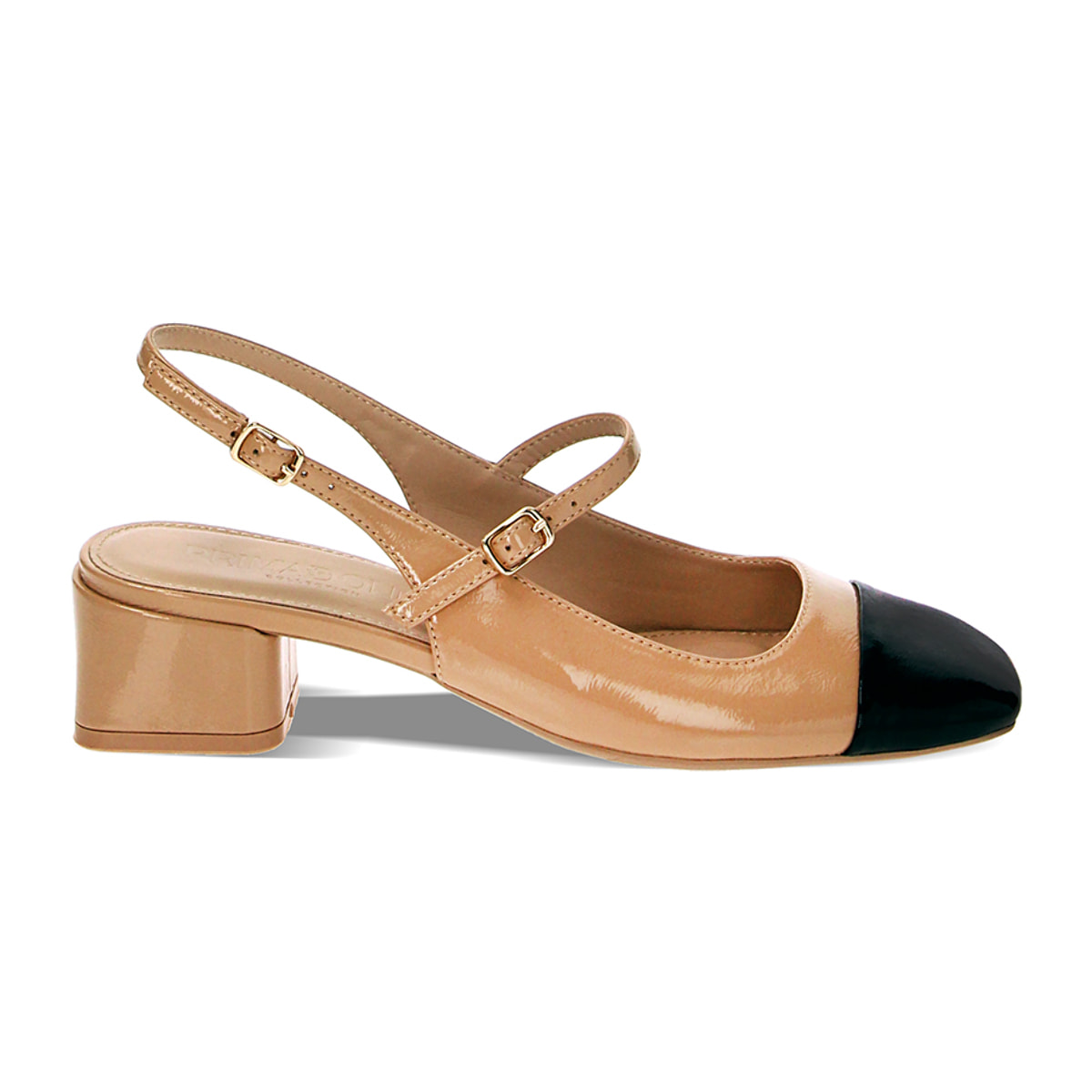 Zapatos de tacón Bailarinas beige-negro en naplack