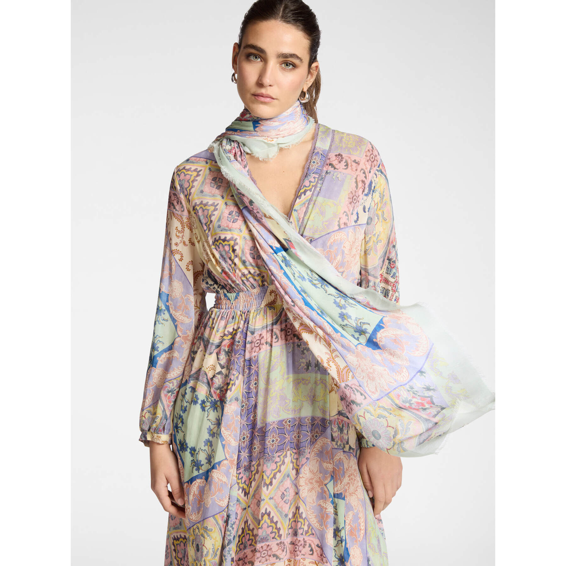 Elena Mirò - Sciarpa in modal stampato - Rosa