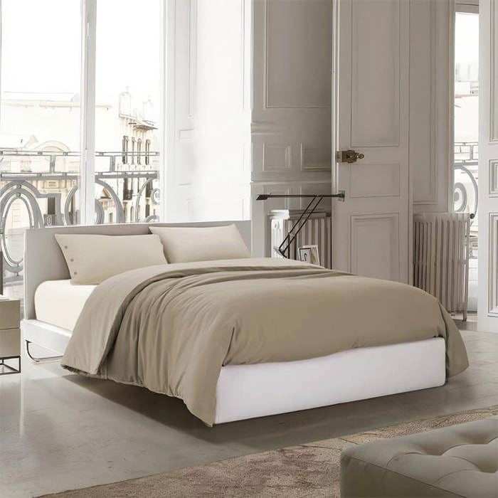 Parure copripiumino una piazza e mezza in cotone bicolore morbido e traspirante, set sacco copripiumino con federa, design elegante a tinta unita, tessuto resistente certificato OEKO-TEX, facile da lavare, comfort naturale per uso quotidiano