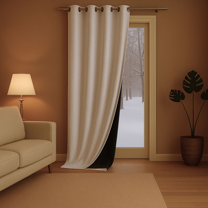 Rideau anti-froid doublé polaire - Naturel